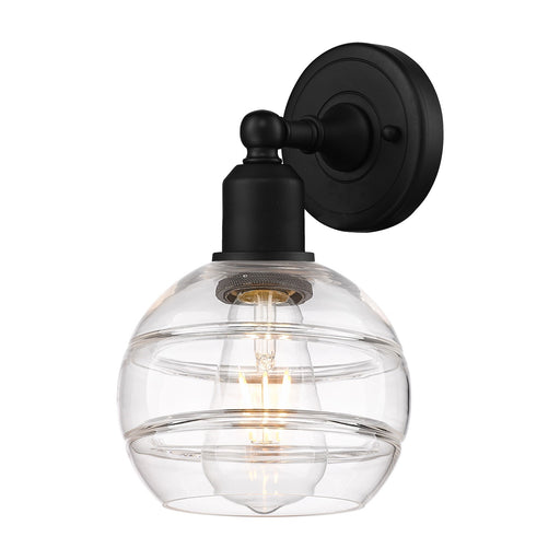 Innovations Rochester 6in 1-Light Wall Sconce | Industrial Matte Black Steel and Clear Glass | Bedroom & Hallway Accent | Model 900-1W-BK-G556-6CL