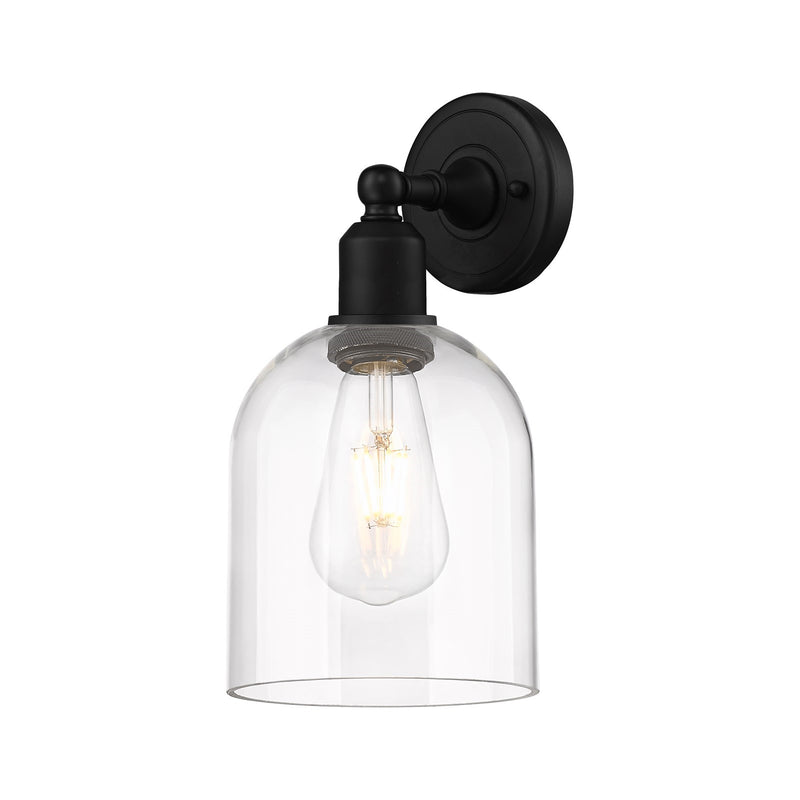 Innovations Bella 6in 1-Light Wall Sconce | Industrial Matte Black Steel and Clear Glass | Living Room & Hallway Accent | Model 900-1W-BK-G558-6CL