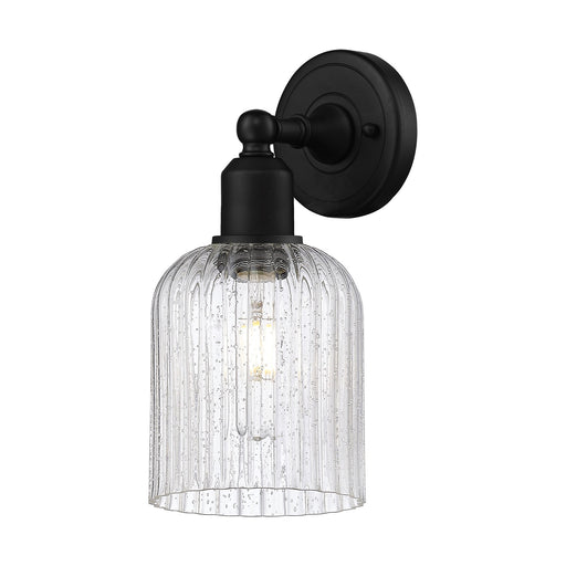 Innovations Bridal Veil 5in 1-Light Wall Sconce | Industrial Matte Black Steel and Cast Brass with Seedy Glass | Bedroom & | Model 900-1W-BK-G559-5SDY