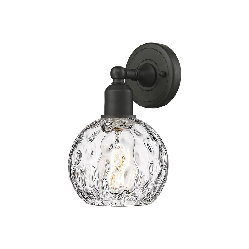 Innovations Athens Water Glass 6in 1-Light Wall Sconce | Industrial Oil Rubbed Bronze Steel and Clear Glass | Damp Rated Hallway | Model 900-1W-OB-G1215-6