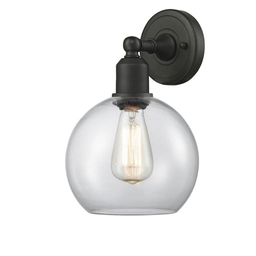 Innovations Sphere 8in 1-Light Wall Sconce | Industrial Oil Rubbed Bronze Steel and Clear Glass | Hallway & Bathroom Accent | Model 900-1W-OB-G122