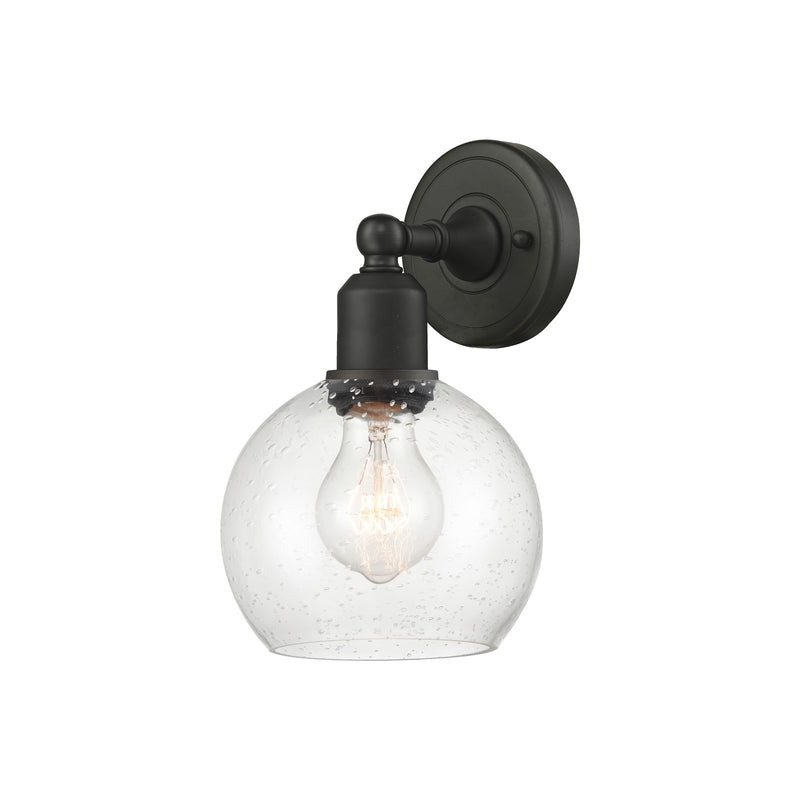 Innovations Athens 6in 1-Light Wall Sconce | Industrial Oil Rubbed Bronze Steel and Seedy Glass | Bathroom & Hallway | Model 900-1W-OB-G124-6