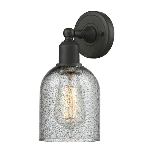 Innovations Caledonia 5in 1-Light Wall Sconce | Industrial Oil Rubbed Bronze Steel and Charcoal Glass | Bathroom & Hallway Accent | Model 900-1W-OB-G257