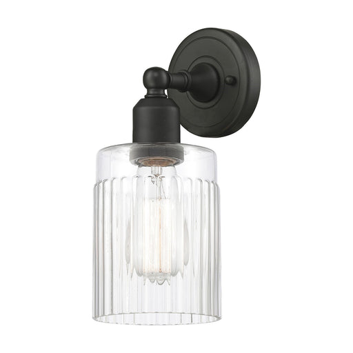 Innovations Hadley 1-Light Wall Sconce | Industrial Oil Rubbed Bronze Steel and Clear Ribbed Glass | Hallway & Bathroom Accent | Model 900-1W-OB-G342
