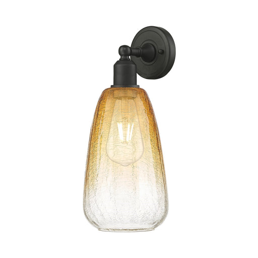 Innovations Brookhaven Almond 6in 1-Light Wall Sconce | Industrial Oil Rubbed Bronze Steel and Amber Glass | Damp Rated | Model 900-1W-OB-G480-6AM