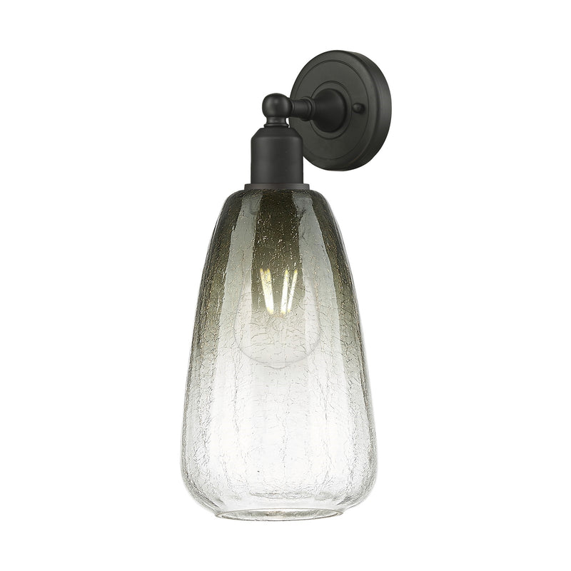 Innovations Brookhaven Almond 6in 1-Light Wall Sconce | Industrial Oil Rubbed Bronze Steel and Slate Glass | Damp Rated Hallway | Model 900-1W-OB-G480-6SL