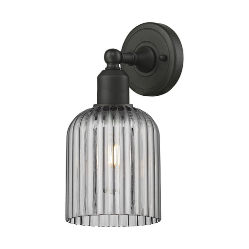 Innovations Bridal Veil 5in 1-Light Wall Sconce | Industrial Oil Rubbed Bronze Steel and Light Smoke Ribbed Glass | Bathroom & | Model 900-1W-OB-G559-5SM