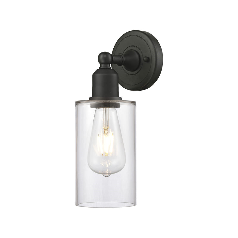 Innovations Clymer 1-Light Wall Sconce | Industrial Oil Rubbed Bronze Steel and Clear Glass | Hallway & Bathroom Accent | Model 900-1W-OB-G802