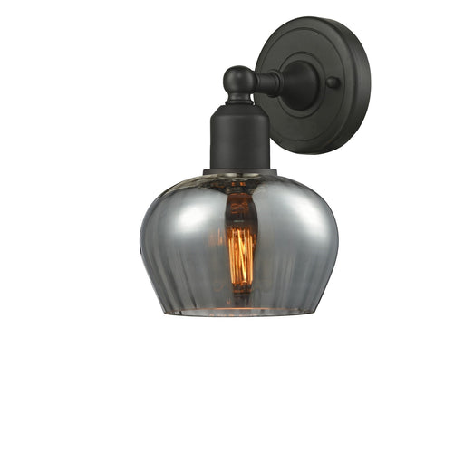 Innovations Fenton 1-Light 7in Wall Sconce | Industrial Oil Rubbed Bronze Steel and Light Smoke Ribbed Glass | Bathroom & Hallway | Model 900-1W-OB-G93