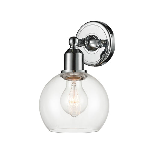 Innovations Athens 5.875in 1-Light Wall Sconce | Industrial Polished Chrome Steel and Cast Brass Clear Glass | Hallway & Bathroom | Model 900-1W-PC-G122-6