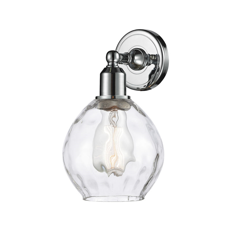 Innovations Waverly 6in 1-Light Wall Sconce | Industrial Polished Chrome Steel and Clear Globe Glass | Bathroom & Hallway | Model 900-1W-PC-G362