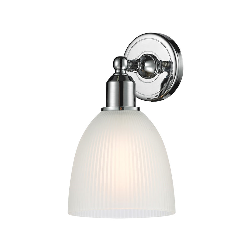 Innovations Castile 6in 1-Light Wall Sconce | Industrial Polished Chrome Steel and White Glass | Bathroom & Hallway | Model 900-1W-PC-G381