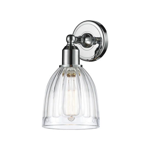 Innovations Brookfield 5.75in 1-Light Wall Sconce | Industrial Polished Chrome and Clear Ribbed Glass | Bathroom & Hallway Accent | Model 900-1W-PC-G442