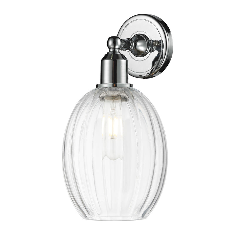 Innovations Preston Bulb 6in 1-Light Wall Sconce | Industrial Polished Chrome Steel and Clear Glass | Bedroom & Hallway Accent | Model 900-1W-PC-G459-6CL