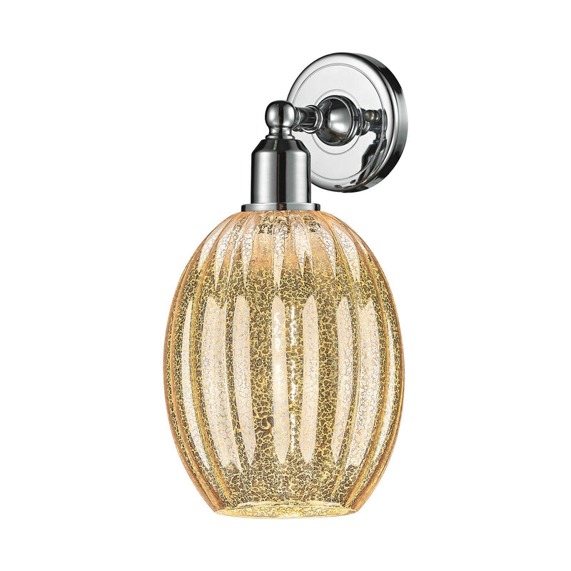 Innovations Preston Bulb 6in 1-Light Wall Sconce | Industrial Polished Chrome Steel and Mercury Glass | Bedroom & Hallway | Model 900-1W-PC-G459-6ME