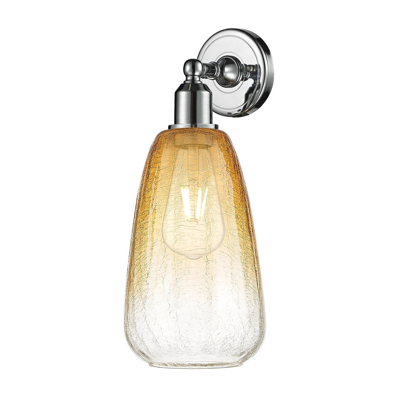 Innovations Brookhaven Almond 6in 1-Light Wall Sconce | Industrial Polished Chrome Steel and Amber Glass | Bedroom & Hallway | Model 900-1W-PC-G480-6AM
