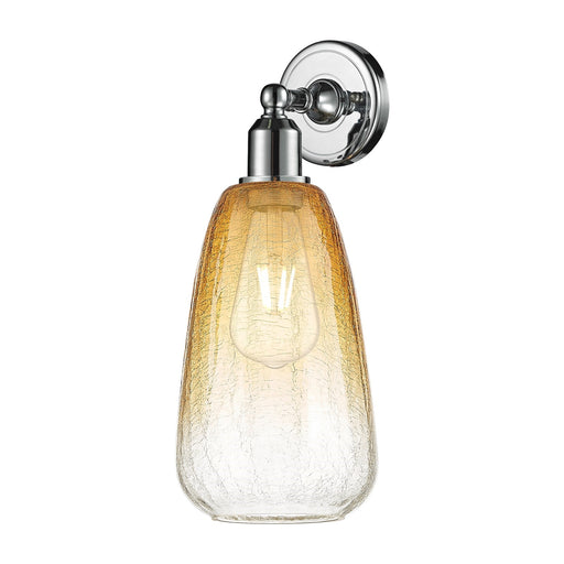 Innovations Brookhaven Almond 6in 1-Light Wall Sconce | Industrial Polished Chrome Steel and Amber Glass | Bedroom & Hallway | Model 900-1W-PC-G480-6AM