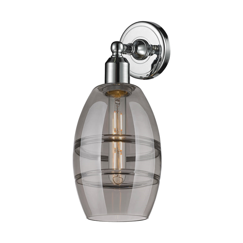 Innovations Vaz 6in 1-Light Wall Sconce | Industrial Polished Chrome and Light Smoke Glass | Bathroom & Hallway Accent | Model 900-1W-PC-G557-6SM