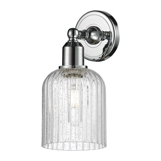 Innovations Bridal Veil 5in 1-Light Wall Sconce | Industrial Polished Chrome and Seedy Ribbed Glass | Bathroom & Hallway | Model 900-1W-PC-G559-5SDY