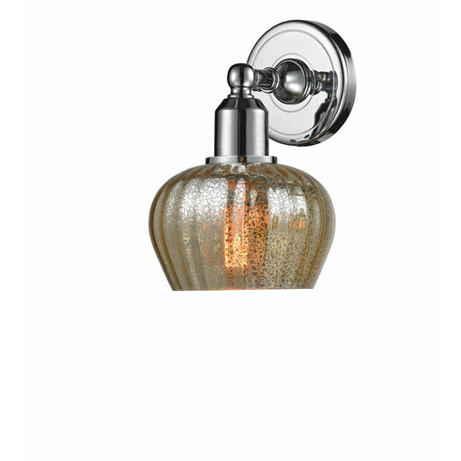 Innovations Fenton 6.5in 1-Light Wall Sconce | Industrial Polished Chrome Steel and Mercury Ribbed Glass | Hallway & Bathroom Accent | Model 900-1W-PC-G96
