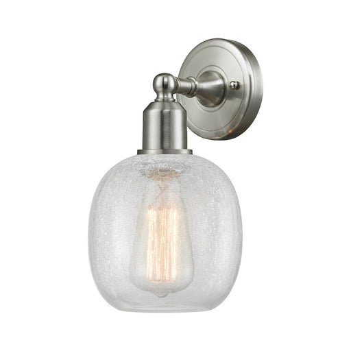 Innovations Belfast 6in 1-Light Wall Sconce | Industrial Brushed Satin Nickel and Clear Crackle Glass | Hallway & Bathroom Accent | Model 900-1W-SN-G105