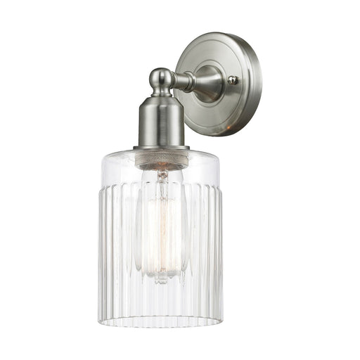 Innovations Hadley 5in 1-Light Wall Sconce | Industrial Brushed Satin Nickel and Clear Ribbed Glass | Hallway & Bathroom Accent | Model 900-1W-SN-G342