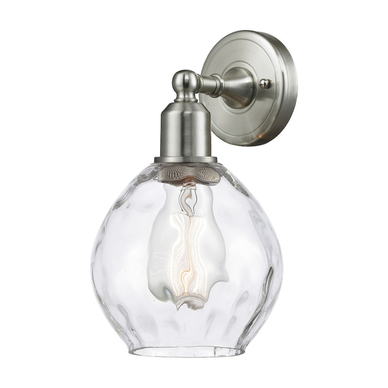 Innovations Waverly 6.25in 1-Light Wall Sconce | Industrial Brushed Satin Nickel and Clear Water Glass | Hallway & Bathroom | Model 900-1W-SN-G362