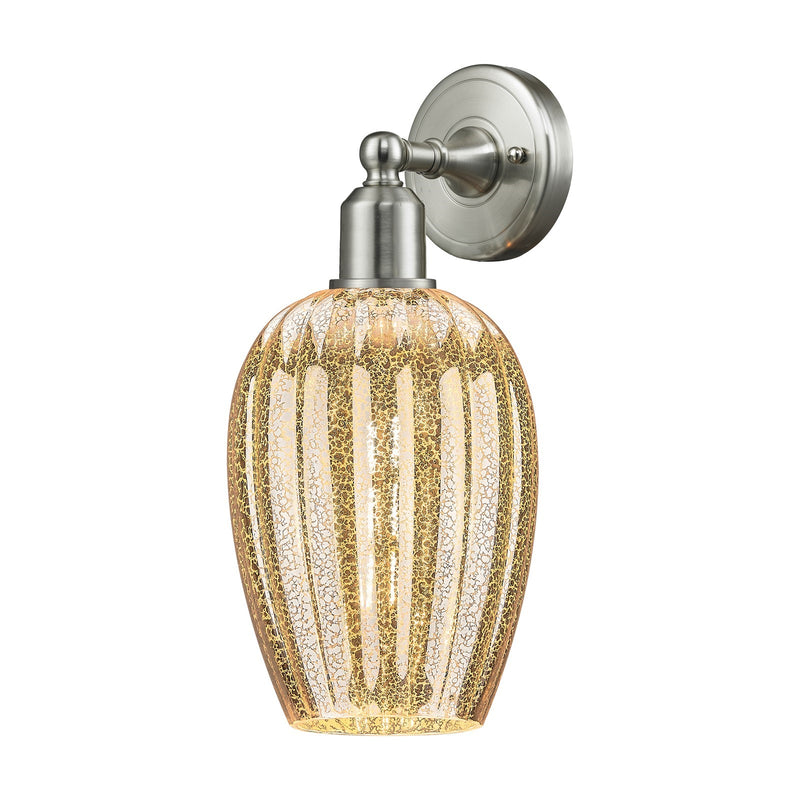Innovations Preston Flute 1-Light Wall Sconce | Industrial Brushed Satin Nickel Steel and Mercury Glass | Bathroom & Hallway | Model 900-1W-SN-G457-6ME