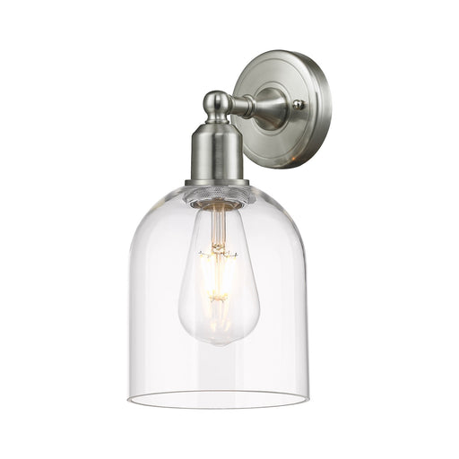 Innovations Bella 5.5in 1-Light Wall Sconce | Industrial Brushed Satin Nickel and Clear Glass | Bathroom & Hallway Accent | Model 900-1W-SN-G558-6CL