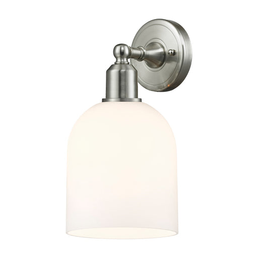 Innovations Bella 5.5in 1-Light Wall Sconce | Industrial Brushed Satin Nickel Steel and White Glass | Bedroom & Hallway Accent | Model 900-1W-SN-G558-6GWH