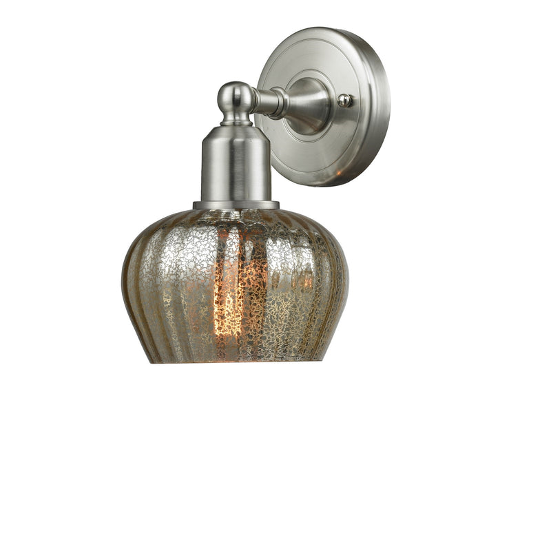 Innovations Fenton 7in 1-Light Wall Sconce | Industrial Brushed Satin Nickel and Mercury Ribbed Glass | Bedroom & Hallway Accent | Model 900-1W-SN-G96