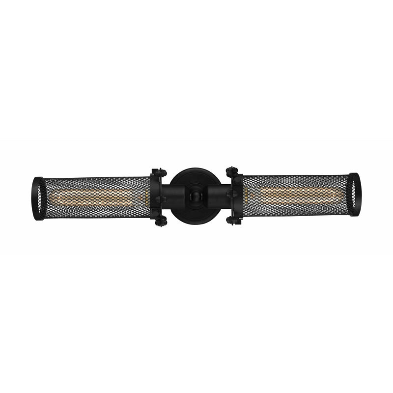 Innovations Quincy Hall 21in 2-Light Bath Vanity Light | Industrial Matte Black Metal Shade | Bathroom Vanity | 21 x 6 x 4.5 in | Model 900-2W-BK-CE216-BK