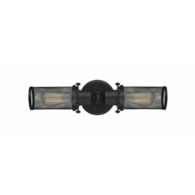 Innovations Quincy Hall 19in 2-Light Bath Vanity | Industrial Matte Black Steel and Cast Brass with Matte Black Metal Shade | Model 900-2W-BK-CE219-BK