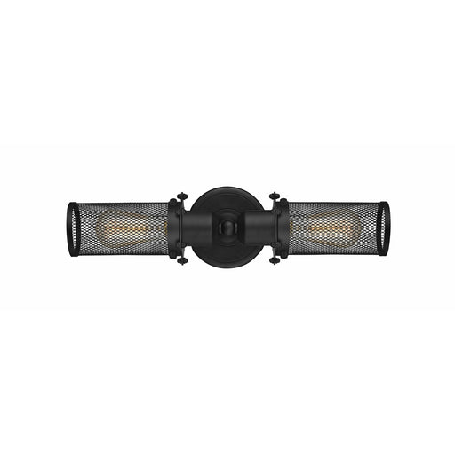 Innovations Quincy Hall 19in 2-Light Bath Vanity | Industrial Matte Black Steel and Cast Brass with Matte Black Metal Shade | Model 900-2W-BK-CE219-BK
