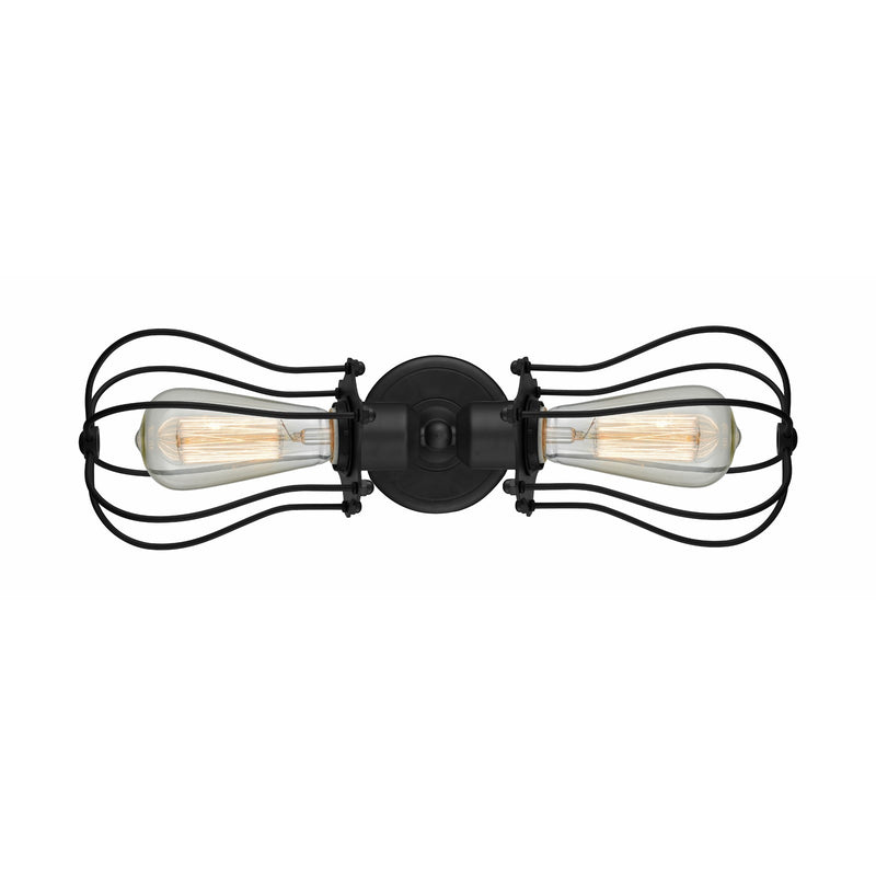 Innovations Muselet 19in 2-Light Bath Vanity | Industrial Matte Black Steel and Cast Brass with Matte Black Metal Shade | Model 900-2W-BK-CE513-BK-LED
