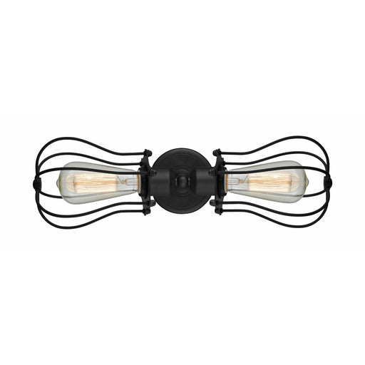 Innovations Muselet 19in 2-Light Bath Vanity | Industrial Matte Black Steel and Cast Brass with Matte Black Metal Shade | Model 900-2W-BK-CE513-BK-LED