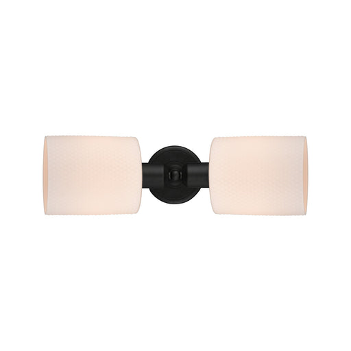 Innovations Cobbleskill 17in 2-Light Linear Bath Vanity Light | Industrial Matte Black Steel and Cased Matte White Glass | Bathroom | Model 900-2W-BK-G111