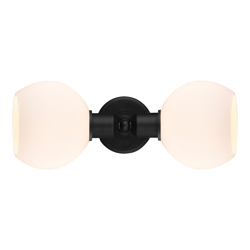 Innovations Athens 15in 2-Light Linear Bath Vanity Light | Industrial Matte Black Steel and Cased Matte White Glass | Bathroom | Model 900-2W-BK-G121-6
