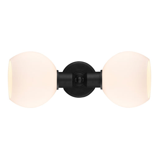 Innovations Athens 15in 2-Light Linear Bath Vanity Light | Industrial Matte Black Steel and Cased Matte White Glass | Bathroom | Model 900-2W-BK-G121-6