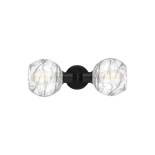 Innovations Athens Deco Swirl 16in 2-Light Linear Bath Vanity | Industrial Matte Black Steel and Clear Deco Swirl Glass | Model 900-2W-BK-G1213-6CL