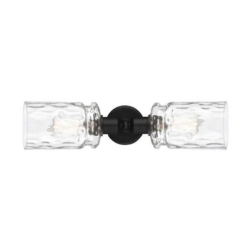 Innovations Candor 19in 2-Light Linear Bath Vanity Light | Industrial Matte Black Steel and Clear Waterglass Frosted Glass | Model 900-2W-BK-G352