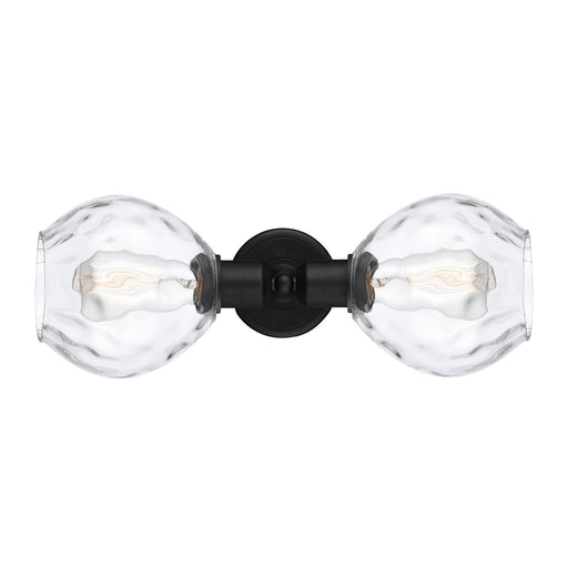Innovations Waverly 17in 2-Light Linear Bath Vanity Light | Industrial Matte Black Steel and Clear Water Glass Globe Shades | Model 900-2W-BK-G362