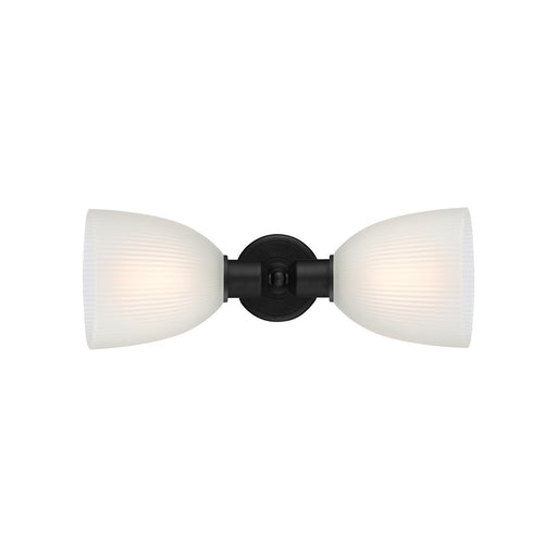 Innovations Castile 17in 2-Light Linear Bath Vanity Light | Industrial Matte Black Steel and White Glass Dome Shades | Bathroom | Model 900-2W-BK-G381