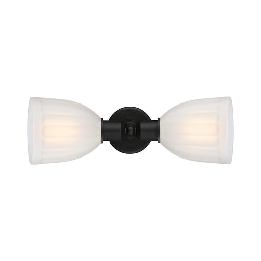 Innovations Brookfield 18in 2-Light Linear Bath Vanity | Industrial Matte Black Steel and White Frosted Glass | Bathroom Vanity | Model 900-2W-BK-G441