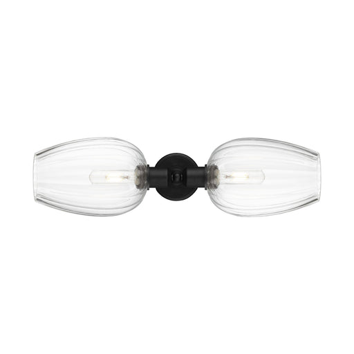 Innovations Preston Flute 23in 2-Light Linear Bath Vanity | Industrial Matte Black Steel and Clear Cone Glass | Bathroom Vanity | Model 900-2W-BK-G457-6CL