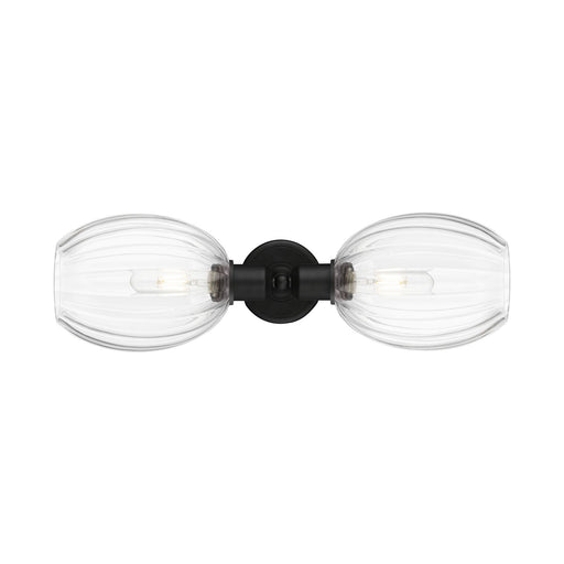 Innovations Preston Bulb 21in 2-Light Linear Bath Vanity | Industrial Matte Black Steel and Clear Globe Glass | Bathroom Vanity | Model 900-2W-BK-G459-6CL