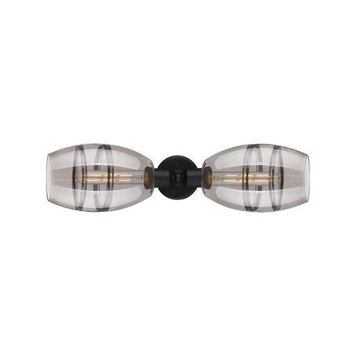 Innovations Vaz 24in 2-Light Linear Bath Vanity | Industrial Matte Black Steel and Light Smoke Smoked Glass | Bathroom Vanity & | Model 900-2W-BK-G557-6SM