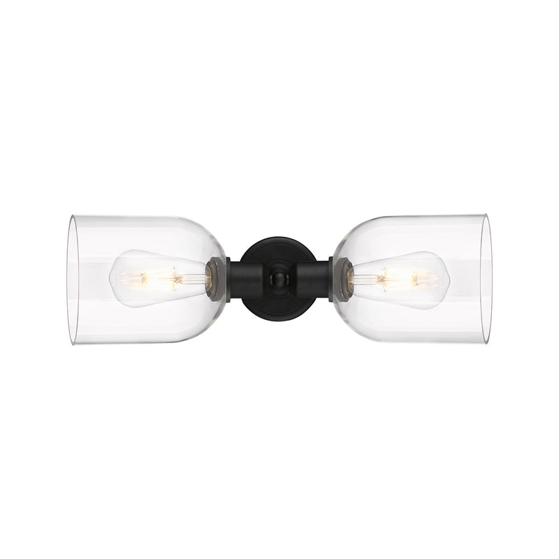 Innovations Bella 18in 2-Light Linear Bath Vanity Light | Industrial Matte Black Steel and Clear Bell Glass | Bathroom Vanity & | Model 900-2W-BK-G558-6CL