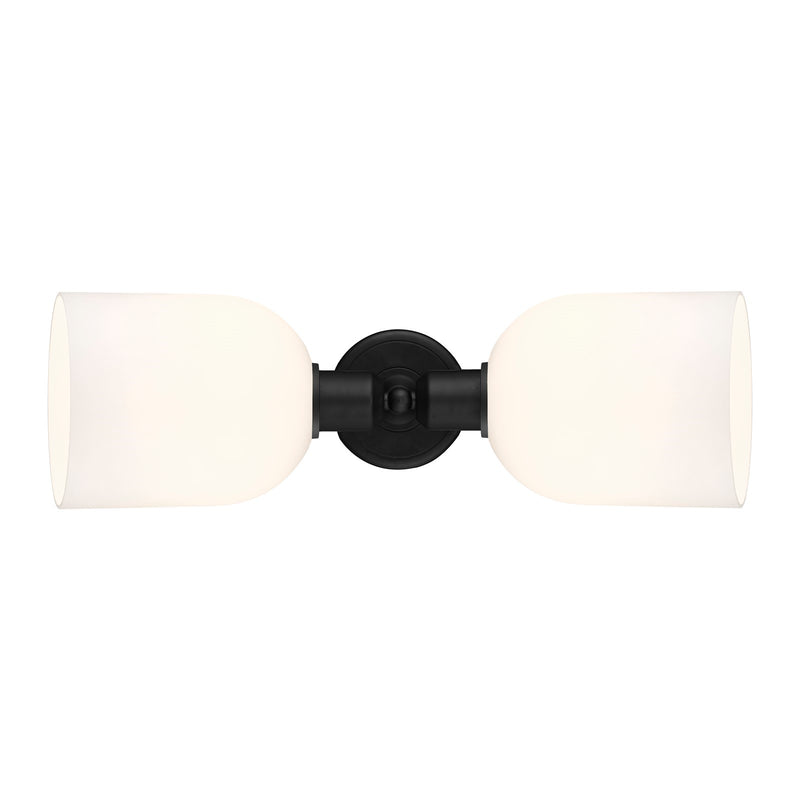 Innovations Bella 18in 2-Light Linear Bath Vanity Light | Industrial Matte Black Steel and White Bell Glass | Bathroom Vanity | Model 900-2W-BK-G558-6GWH