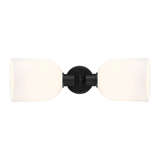 Innovations Bella 18in 2-Light Linear Bath Vanity Light | Industrial Matte Black Steel and White Bell Glass | Bathroom Vanity | Model 900-2W-BK-G558-6GWH